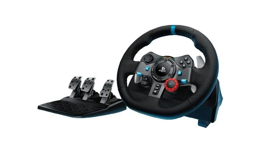 Volante Logitech G29 para simulación de carreras en PS5, PS4 y PC.